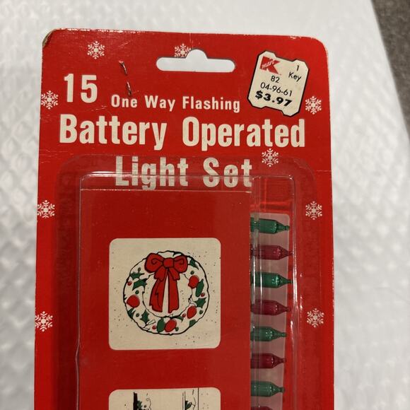 Vntg Kmart Battery Operated 15 Tiny Bulb String Wreath Christmas Lights - Picture 9 of 9